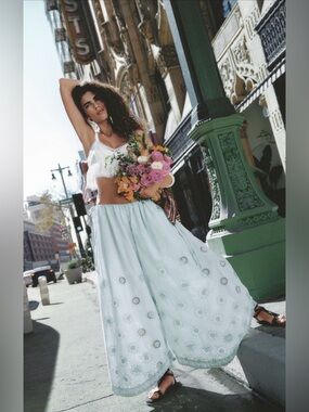 Free People Sweet Serenade Pull On Wide Leg Pants in Mermaids Tail